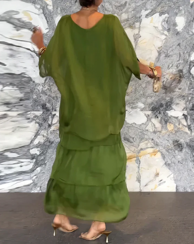 Mirella | Flowing Round-Neck Maxi Dress