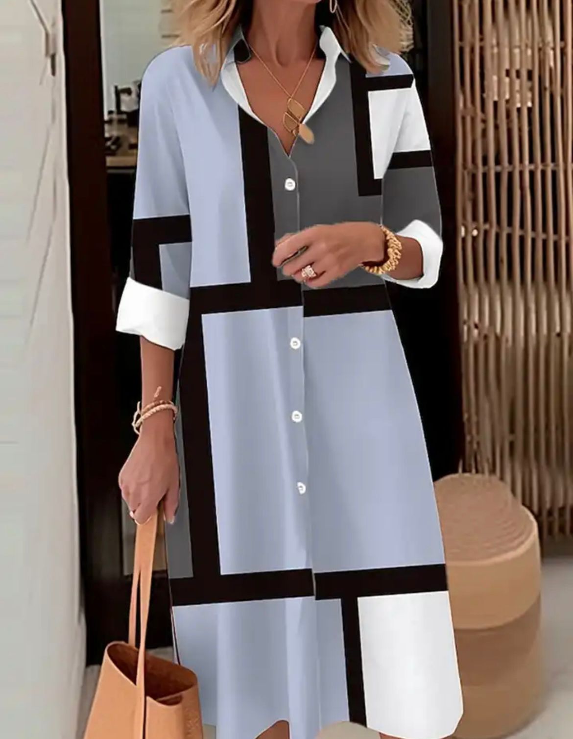 Margaritte - Geometric Print Shirt Dress