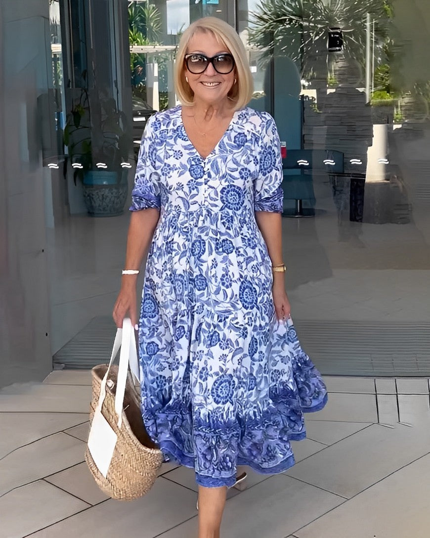 Keisha - V-Neck Floral Print Dress