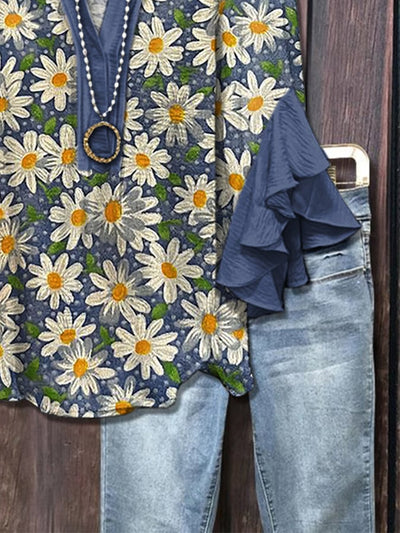 Daisy Blue | Floral ruffle blouse
