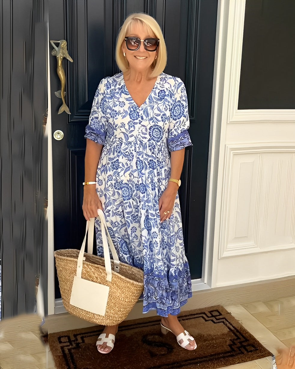 Keisha - V-Neck Floral Print Dress