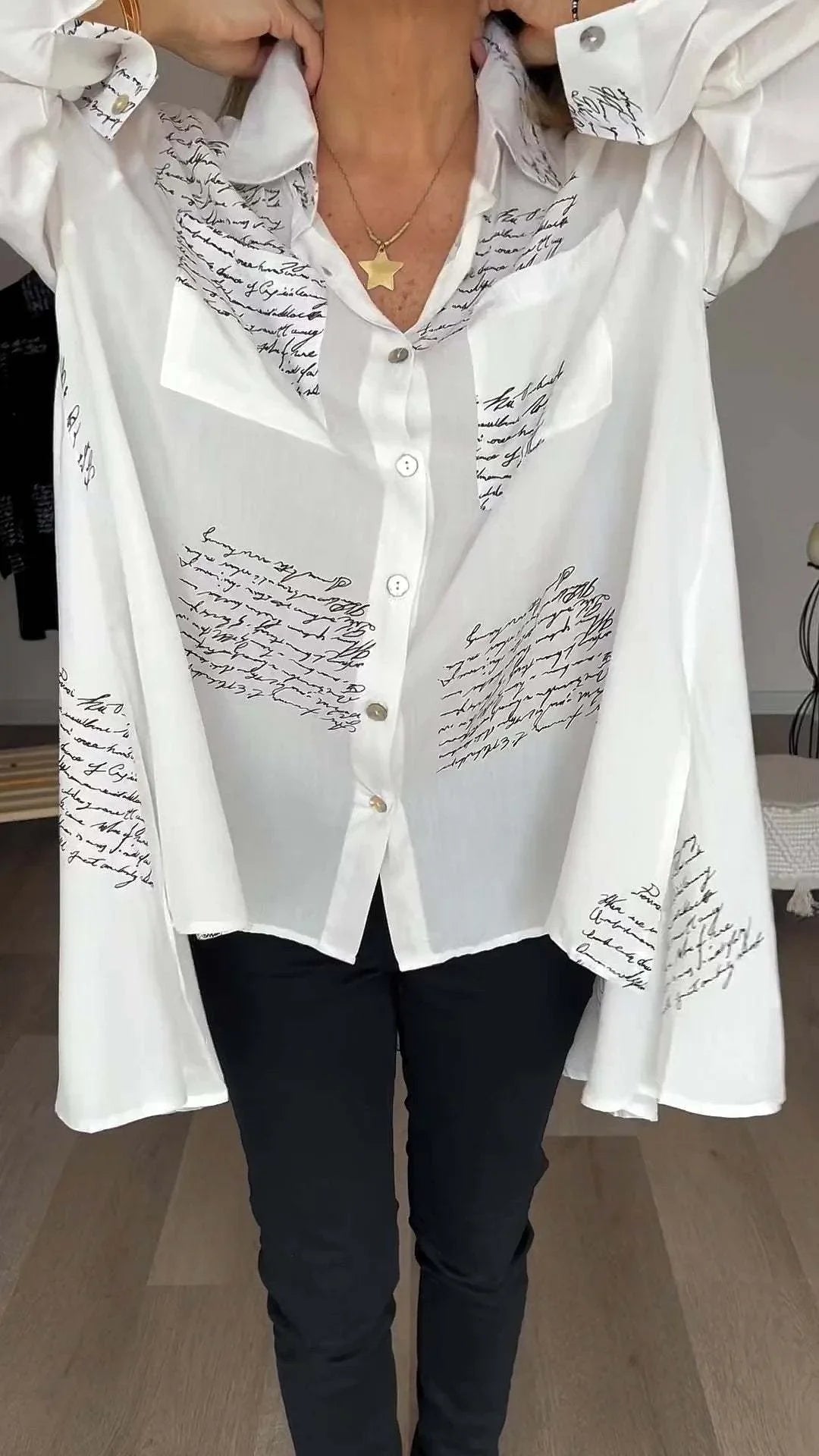 Carain | Handwriting Design Button Up Shirt