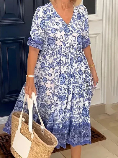 Aria | Elegant Floral Dress with V-Neck