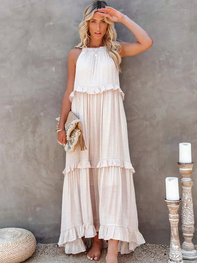 Robyn - Halter Ruffle Maxi Dress