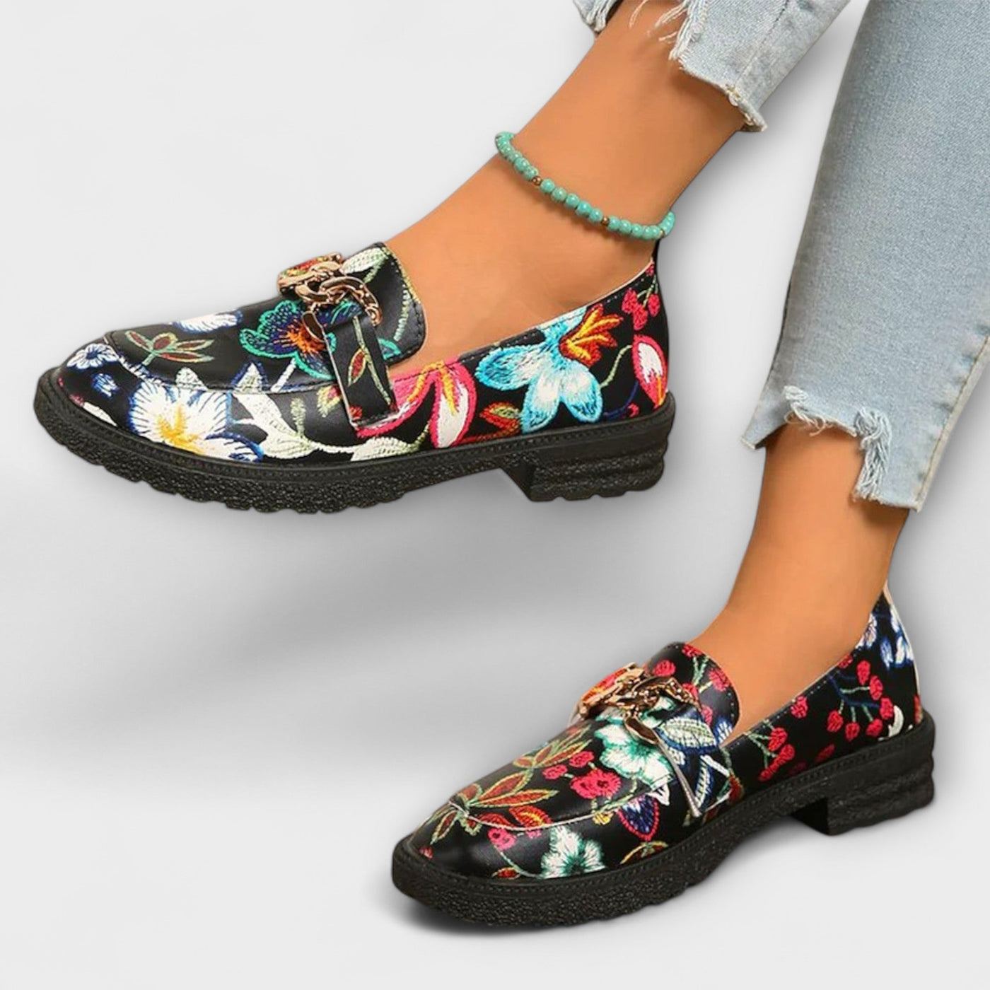 Orla – Multicolored Loafers with Floral Pattern