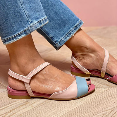 Lily - Asymmetrical Pink Color Block Loafers