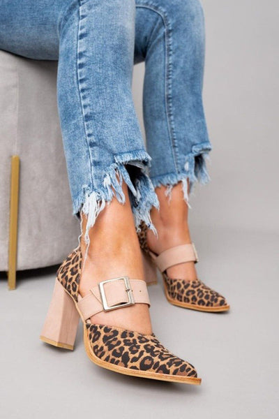 Mia - Leopard Print Suede Heels