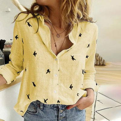 Kaia | Bird Print Long Sleeve Shirt