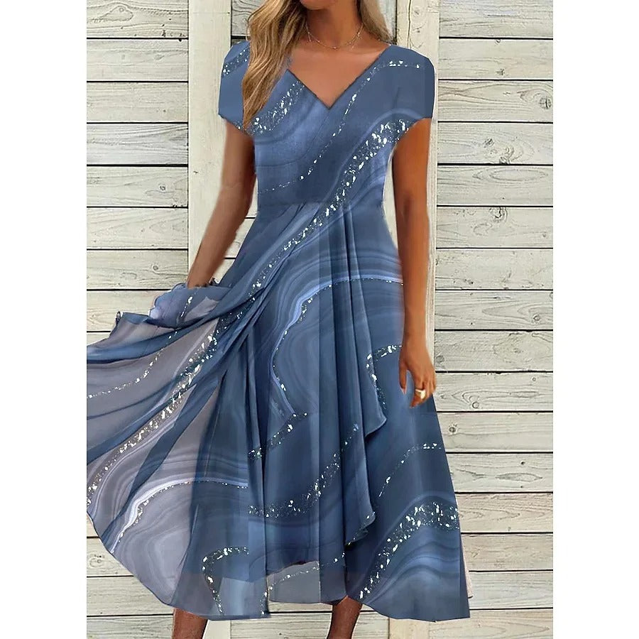 Isha – Elegant V-neck Midi Dress