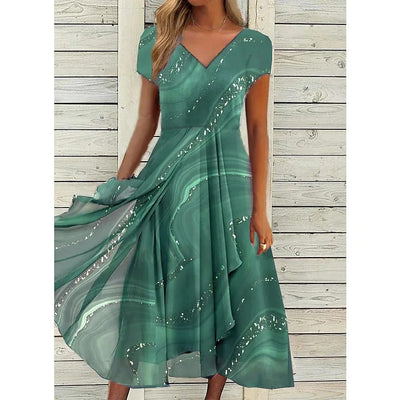 Isha – Elegant V-neck Midi Dress