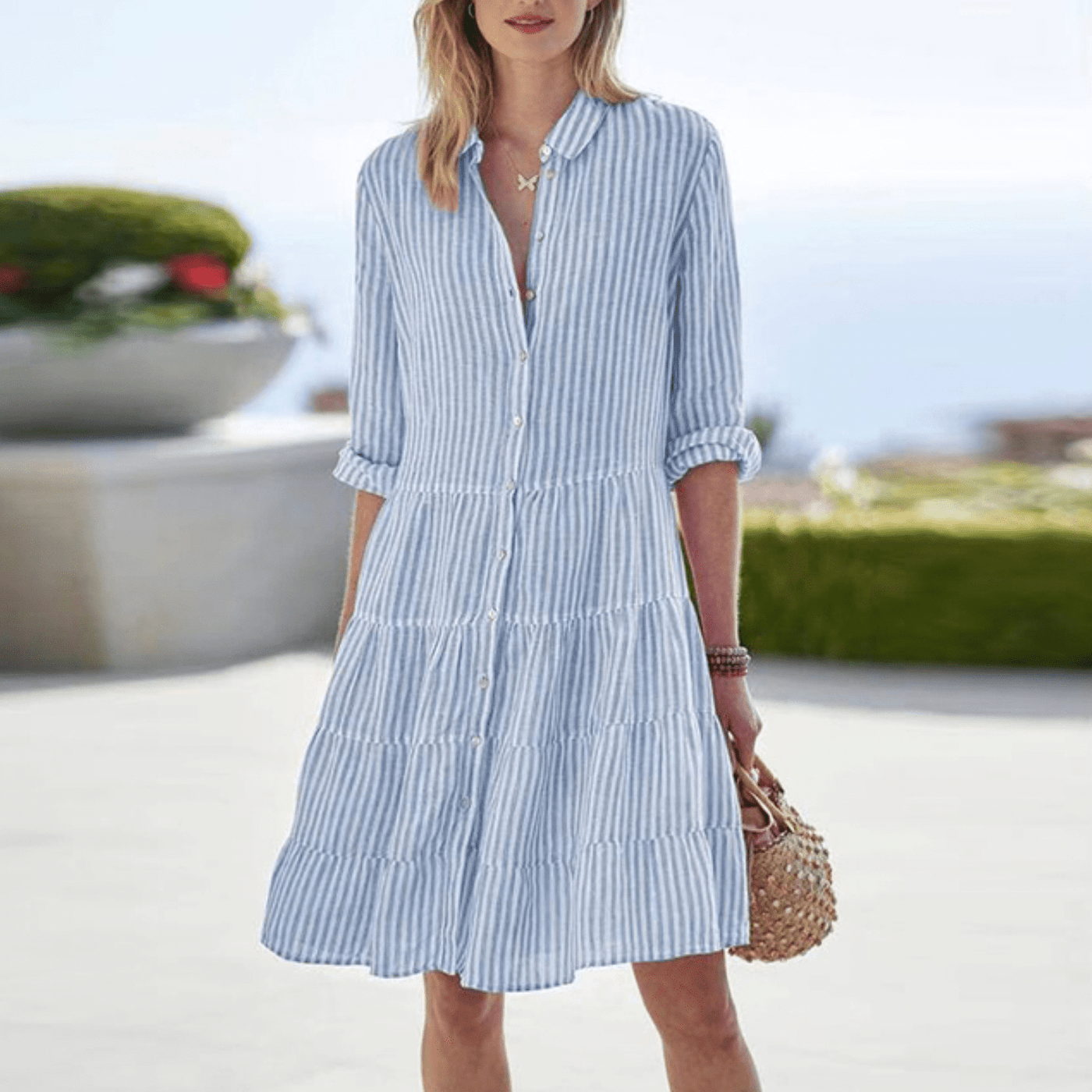Lola | Elegant A-Line Striped Dress